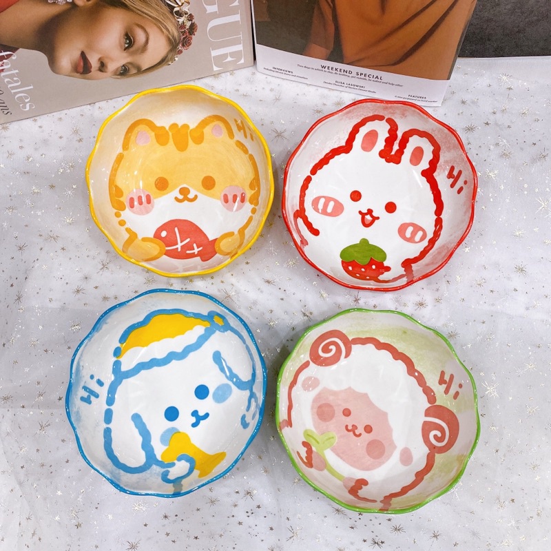 Bát sứ đựng salad, đồ trộn, tô lớn ăn ngũ cốc, bát sứ hình thú ngộ nghĩnh phù hợp đựng cái món trộn, chén ăn điểm tâm