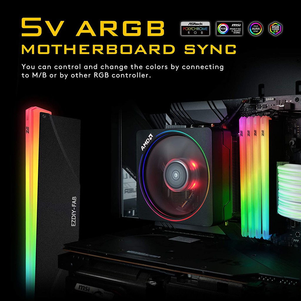 1 Túi Tản Nhiệt Ram Argb 5v Ddr3 Ddr4 Cho Máy Tính Asus Aura Sync / Gigabyte Rgb Fusion