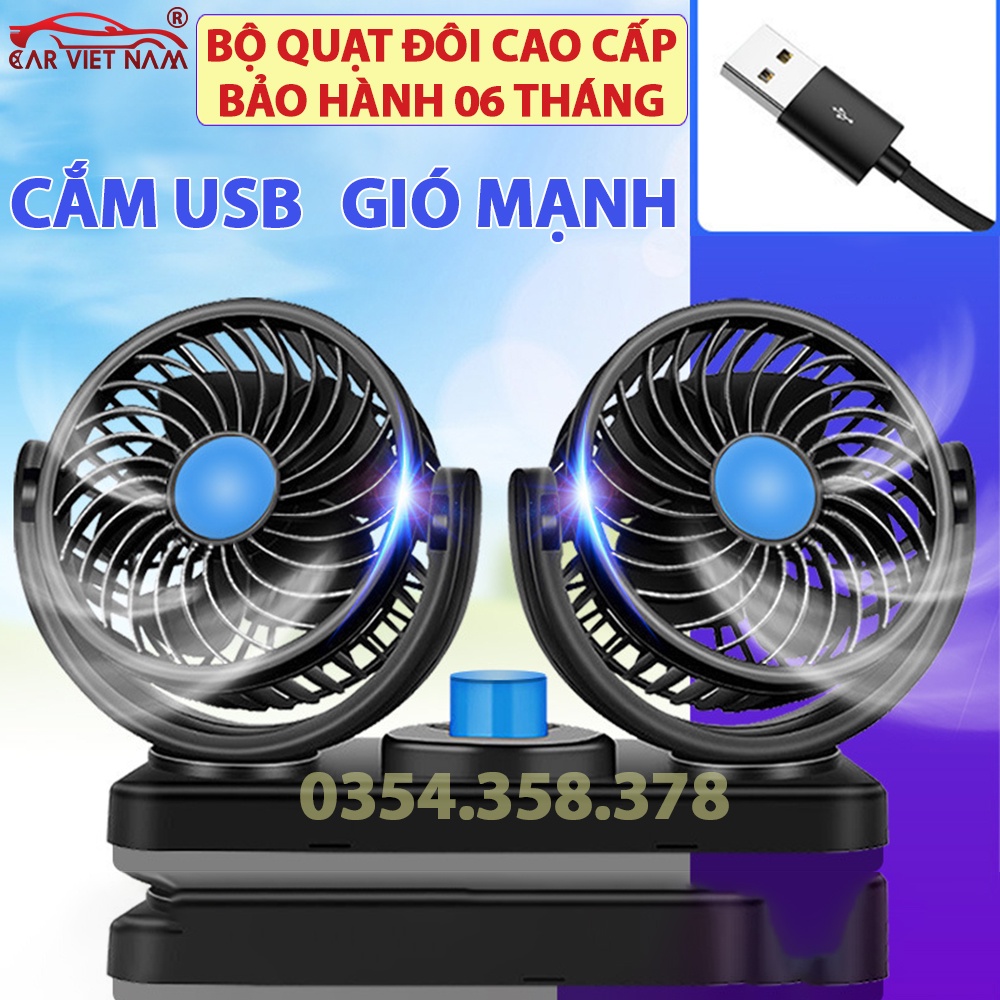 Quạt Đơn - Đôi mini 5V, 12v, 24v Cao Cấp xoay 360 tiện ích trên ô tô, xe hơi, bàn làm việc tiện lợi mọi nơi- BH 06 THÁNG