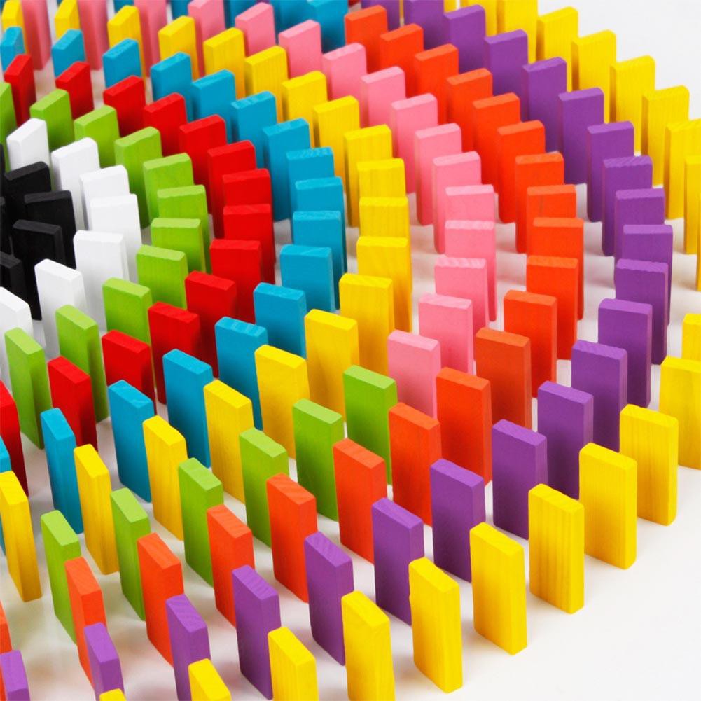 Set 120 khối domino bằng gỗ màu sắc cầu vồng cho bé