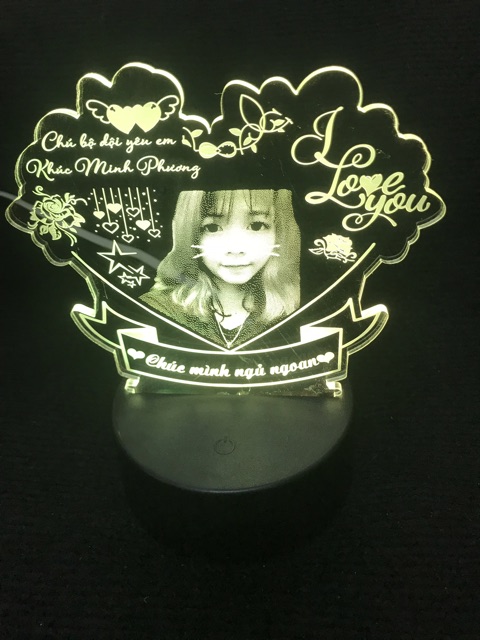 Đèn Led 3d Khắc Hình Ảnh Theo Yêu Cầu  - 16 màu tuỳ chỉnh - Quà tặng từ chú bộ đội