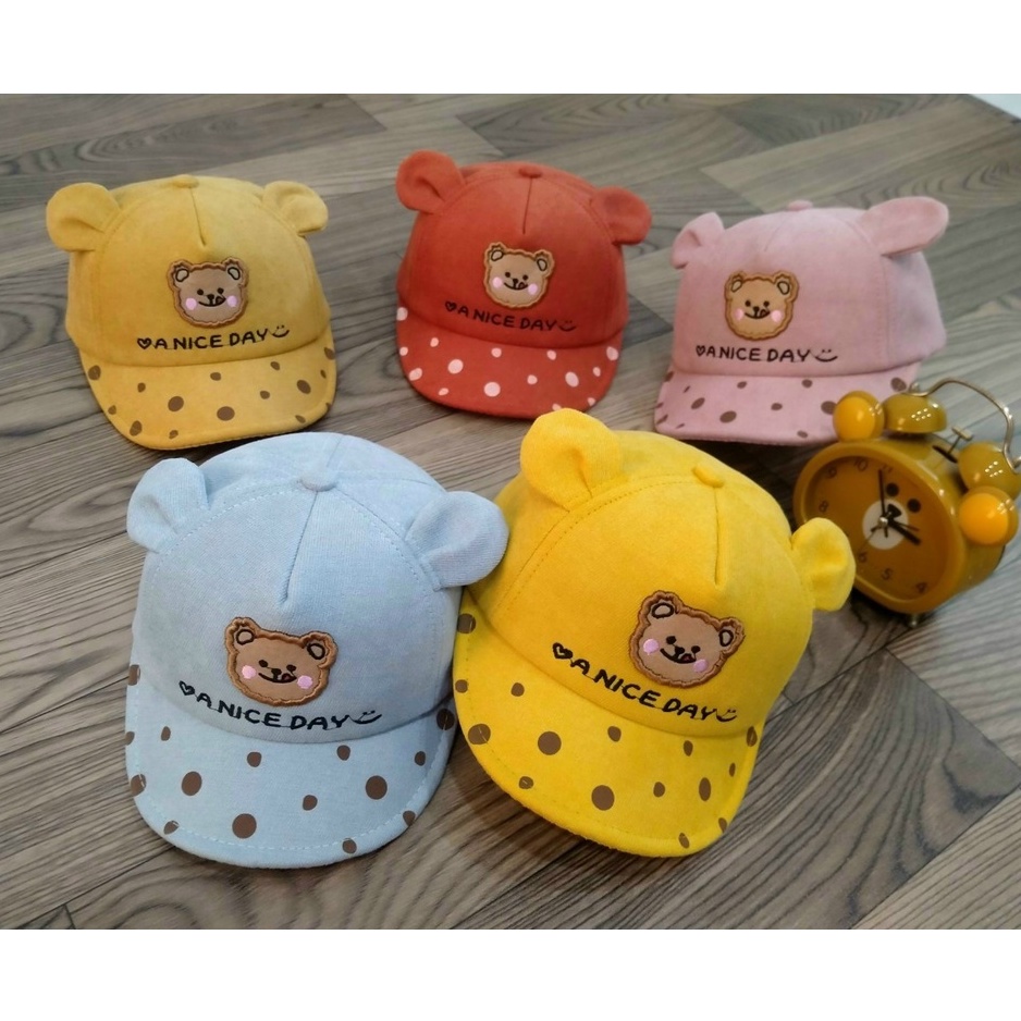Mũ cho bé - Mũ lưỡi trai in hình gấu dễ thương phong cách Hàn Quốc dành cho bé từ 8-36 tháng