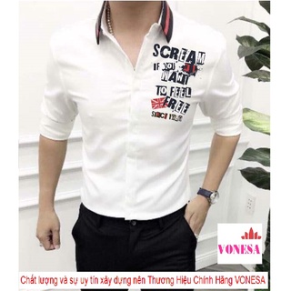 Áo sơ mi nam viền gc họa tiết scream cao cấp vonesa - hàng form chuẩn sm2