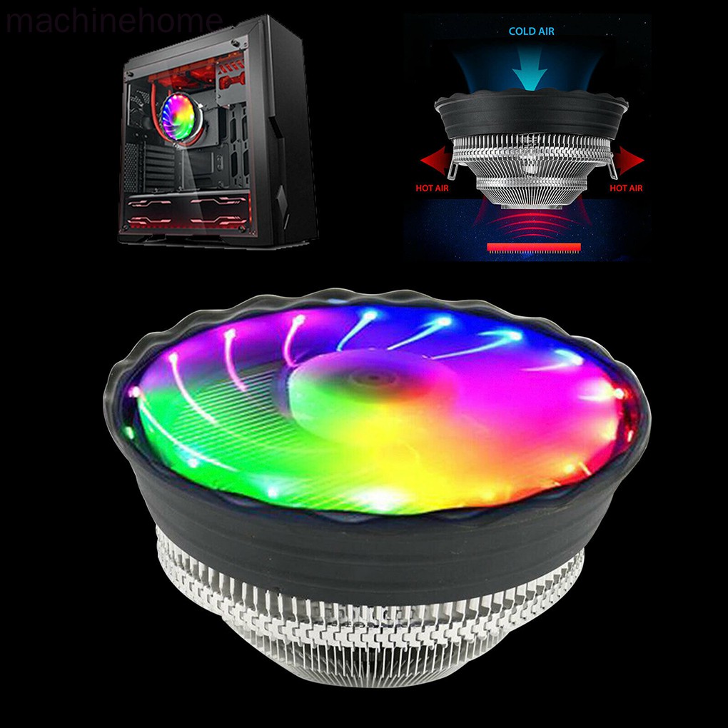 2000RPM Silent Computer CPU Cooler High Airflow PC Processor RGB Cooling Fan LED Air Heatsink machinehome