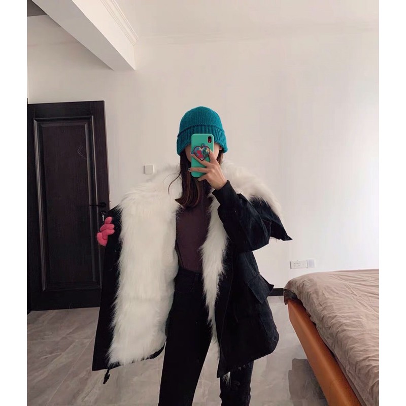 Áo khoác parka kaki nữ lót lông trần lông cừu Ulzzang siêu xinh siêu ấm ❤️