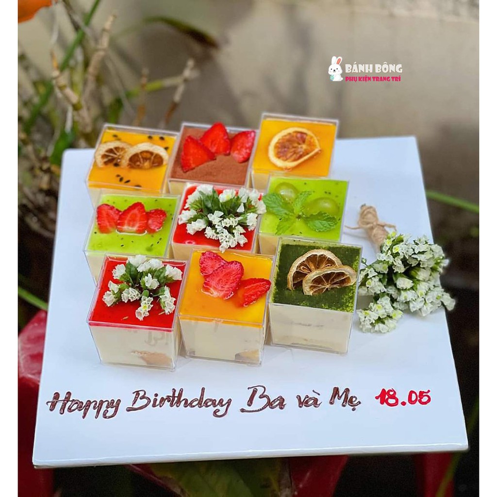 Cốc Mousse Hộp Nhựa Đựng Bánh TIM VUÔNG TRÒN TAM GIÁC HCN OVAL Đồ trang Trí cho Bánh Kem Sinh Nhật