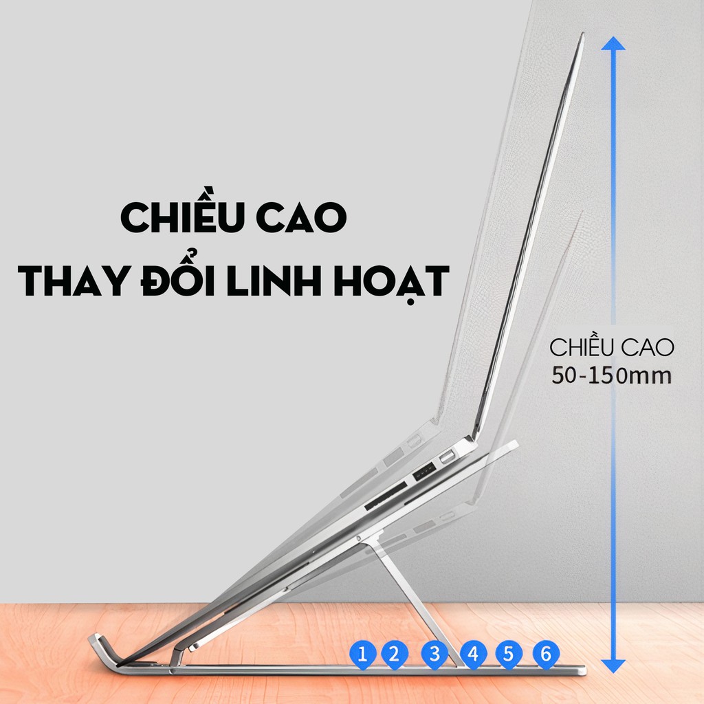 Giá đỡ laptop stand nhôm hỗ trợ tản nhiệt có thể gấp gọn chỉnh độ cao để laptop ipad macbook surface N3