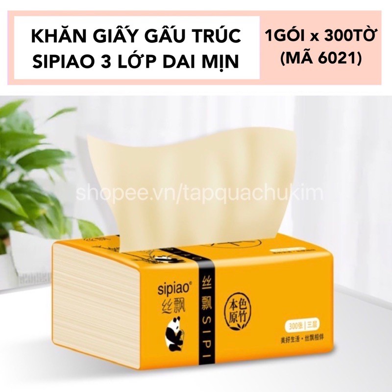 [Mã 267FMCGSALE giảm 8% đơn 500K] KHĂN GIẤY GẤU TRÚC SIPIAO 100% DAI MỊN