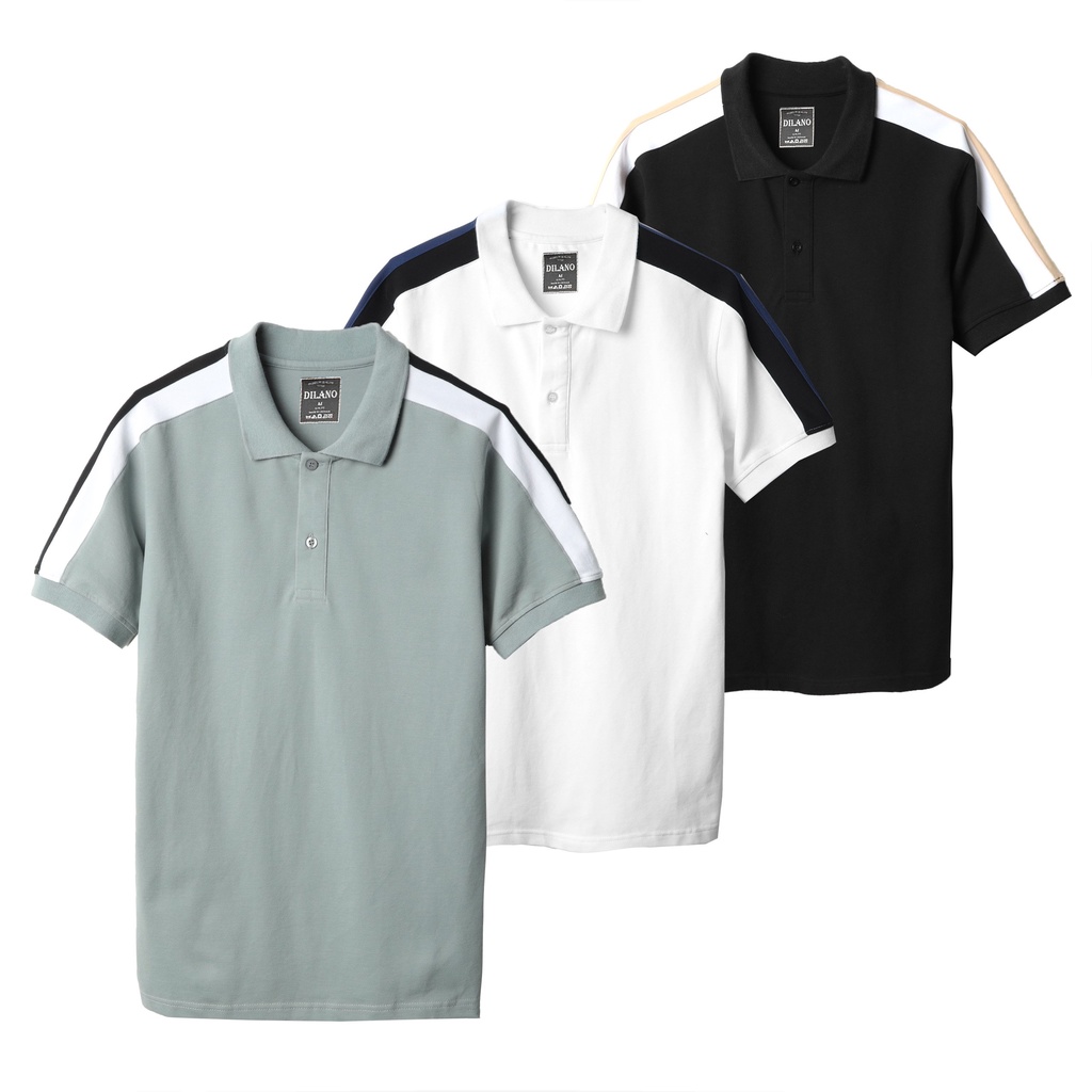 Áo thun polo nam phối sọc vai DILANO , Chất liệu cotton cá sấu cao cấp APD11 | BigBuy360 - bigbuy360.vn