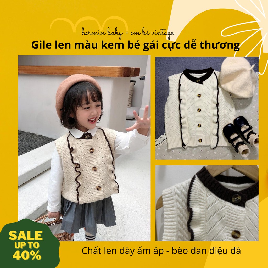 (Sẵn size 90 -140) Áo gile bé gái chất len dệt sợi cao cấp phong cách Hàn Quốc siêu dễ thương - ẢNH THẬT