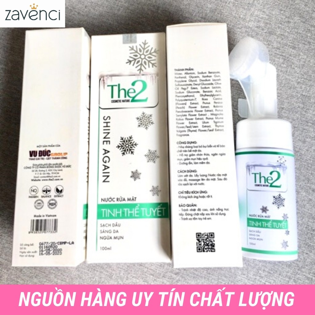 Sữa Rửa Mặt RM02 THE2 Nước rửa mặt tinh thể tuyết mát lạnh ngăn ngừa mụn da trắng sáng (100ml) | BigBuy360 - bigbuy360.vn