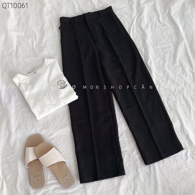 Quần ống rộng culottes suông dài khóa trước sang chảnh GR 13