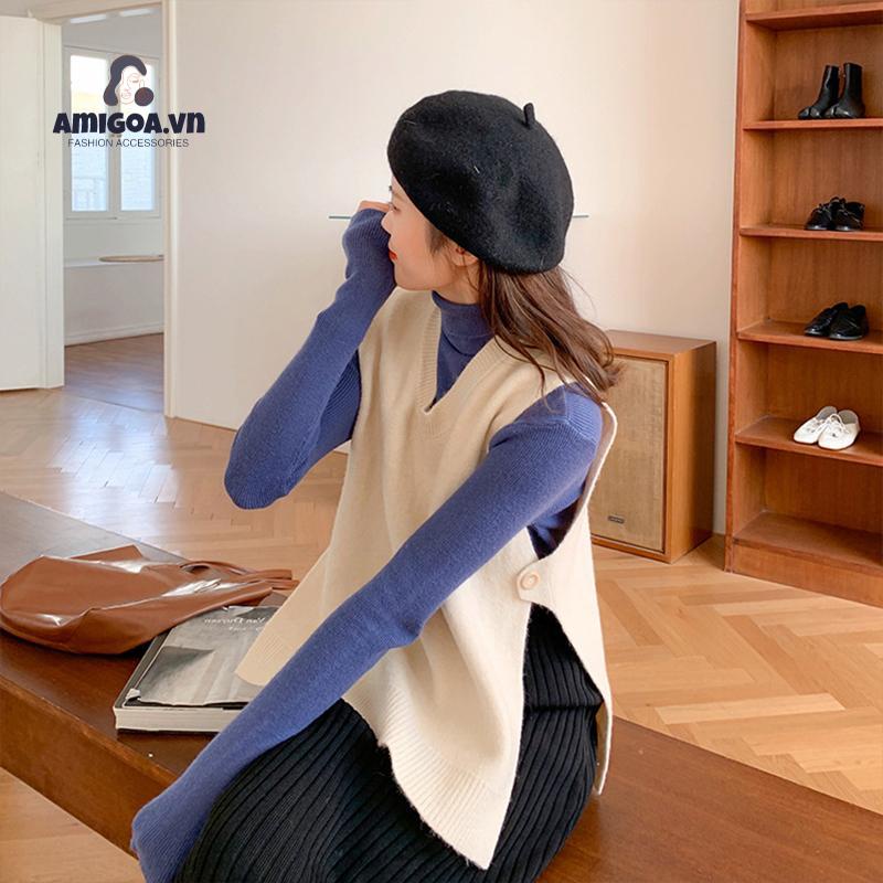 ✨✨Áo Dệt Kim Sát Nách Dáng Rộng Cổ Chữ V Thời Trang Cho Nữ