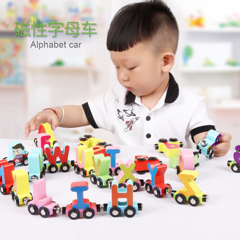 Đồ chơi giáo dục, đoàn tàu chữ cái/số đếm nam châm từ tính cho bé