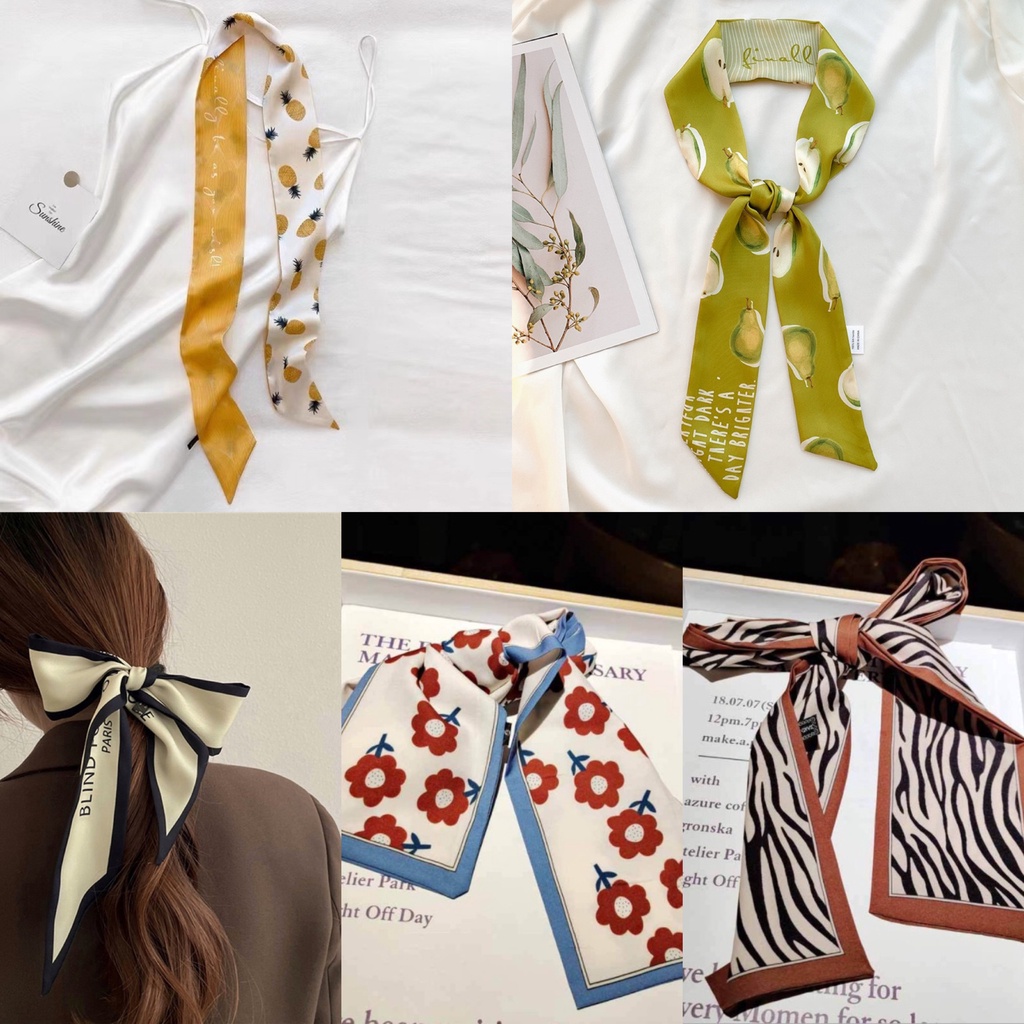 Khăn Lụa Turban Dài Dây Buộc Tóc Vải Đa Năng Cột Nơ Quấn Túi Xách XOÀI STORE