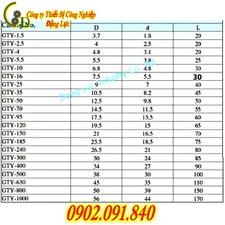 Đầu cos dây điện nối thẳng, đầu cốt  ống đồng bấm dây 16mm 35mm GTY 16, GTY 35, cút nối dây điện