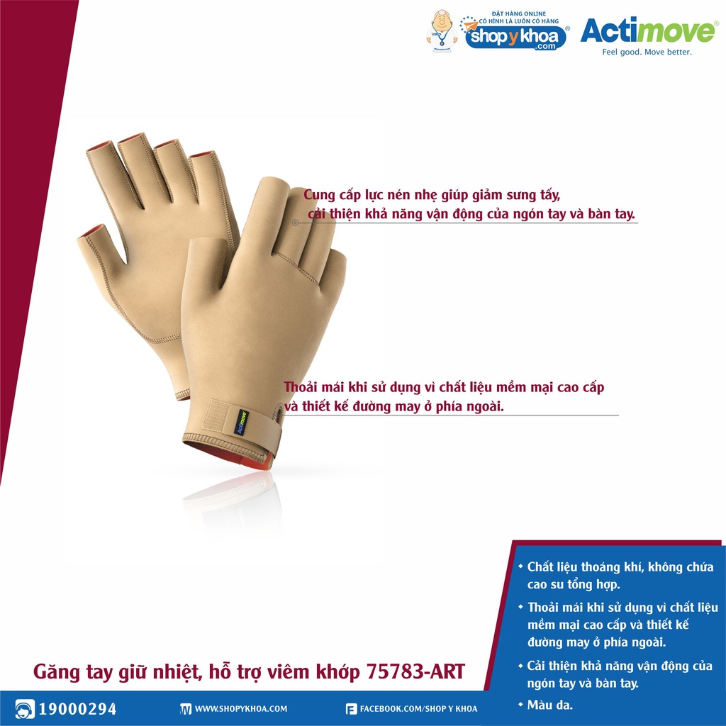 [CÓ QUÀ TẶNG] Găng tay giữ nhiệt, hỗ trợ viêm khớp 75783-ART Actimove Arthritis Gloves