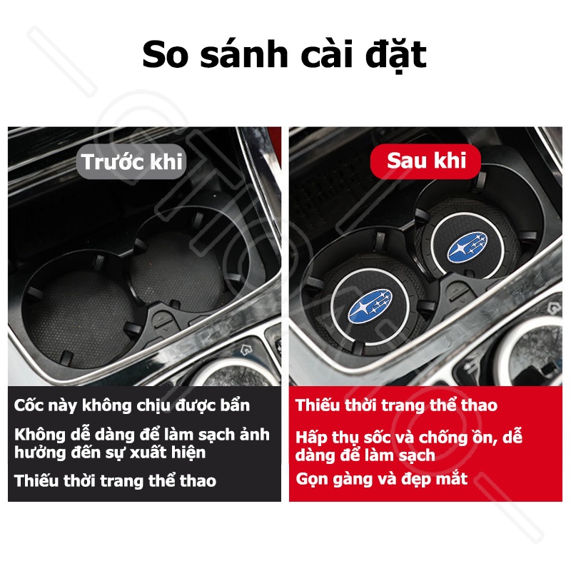 GTIOATO Miếng Lót Cốc Xe Ô Tô Lót Ly Xe Ô Tô Chống Trượt Miếng Lót Ly Xe Ô Tô Trang Trí NộI ThấT Ô Tô Cho Subaru Forester Outback XV Impreza WRX STI Levorg BRZ