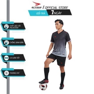 Bộ quần áo bóng đá Beyono Gust màu đen, đồng phục thể thao chất thun co giãn 4 chiều thoáng khí thấm hút