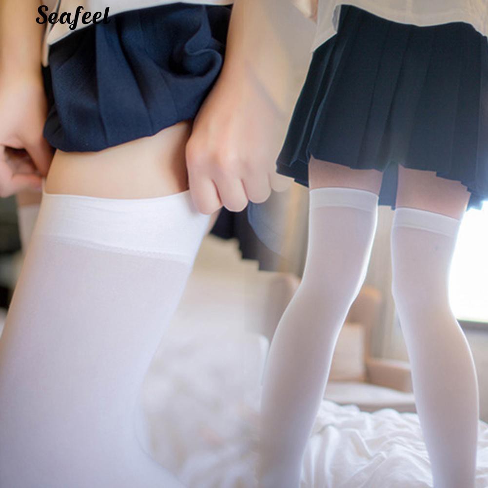 Đôi vớ kiểu hóa trang cao qua đầu gối màu trơn xinh xắn dành cho nữ