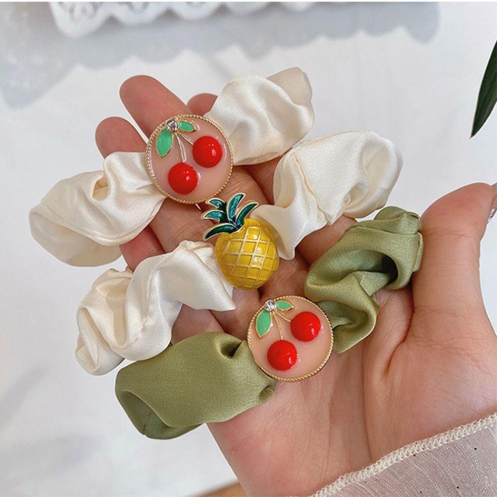 Dây Cột Tóc Scrunchies Hình Cherry Dễ Thương Thời Trang Kiểu Pháp Cho Nữ