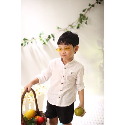 Áo Sơ Mi Bé Trai Cổ Trụ Phong Cách Hàn Quốc Dễ Thương - ALAN TOP - TOC003 - SAOLA  KIDS CLOTHING