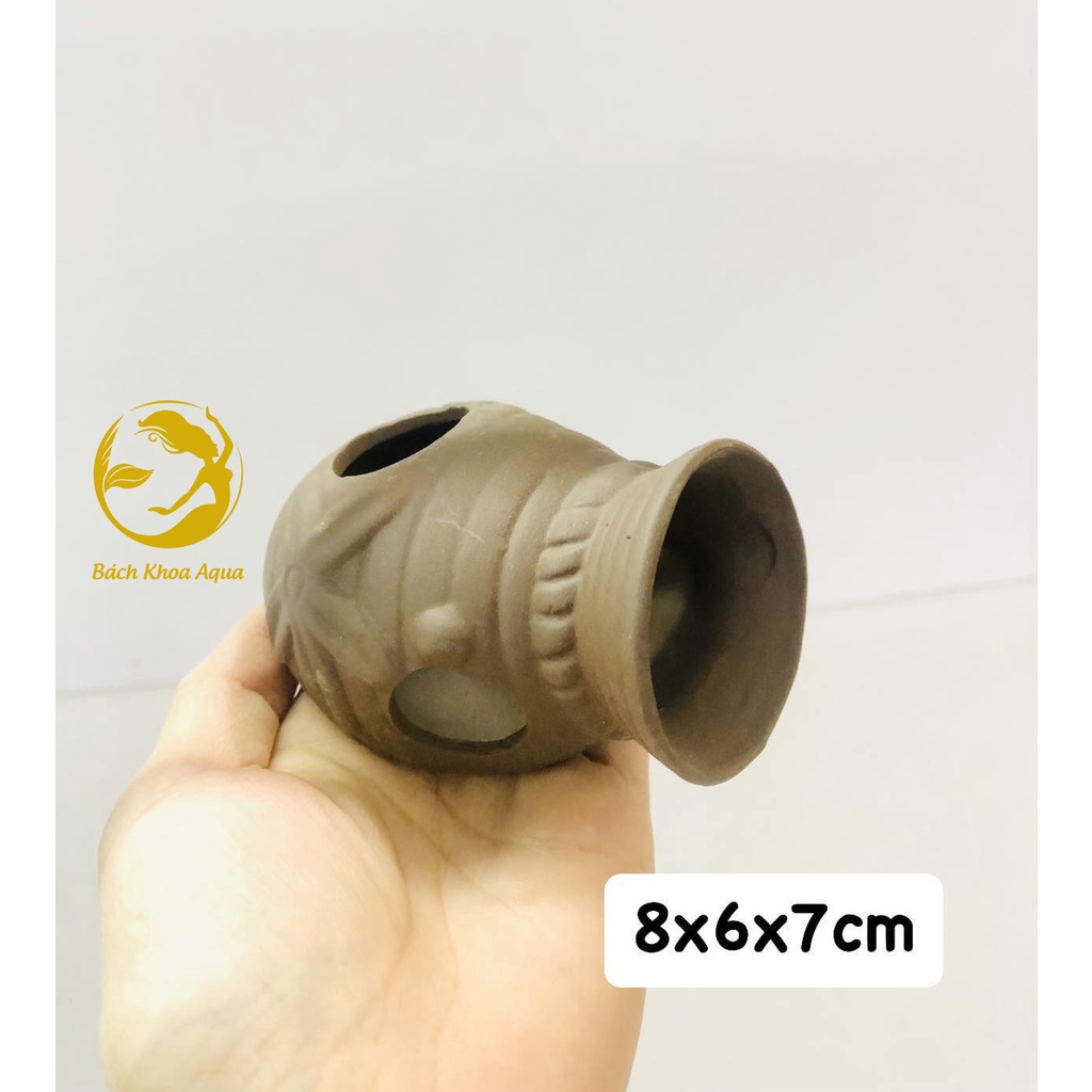 Bình lu in họa tiết gốm trang trí bể cá