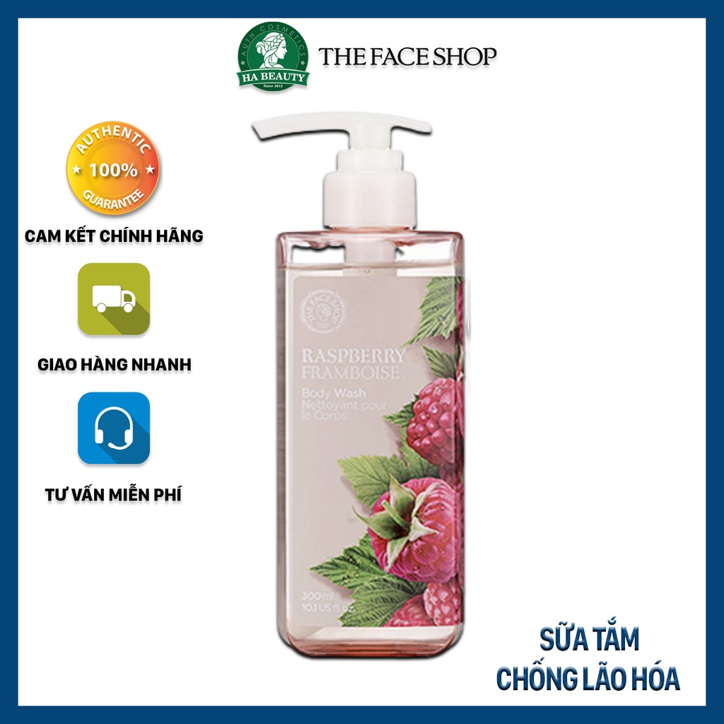 Sữa tắm dưỡng ẩm tốt chống lão hóa thơm lưu hương lâu The Face Shop Raspberry Body Wash 300ml