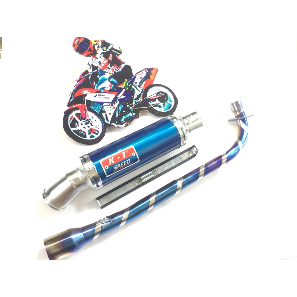 Bộ pô k1 xanh full cổ titan GẮN NHIỀU LOẠI XE WAVE, SI, CUP, DREAM, EXCITER, WINER, SONIC
