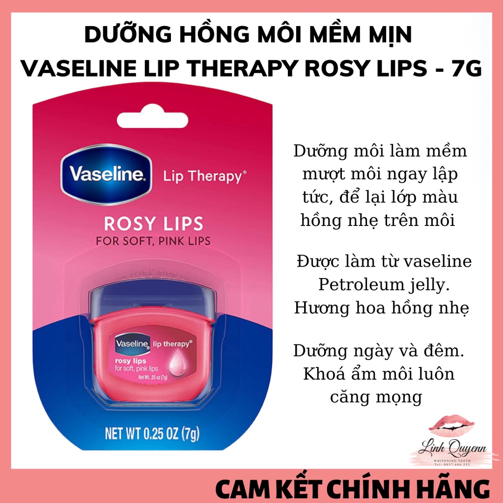 Sáp Dưỡng Hồng Môi Mềm Mịn Vaseline Rosy Lips 7G