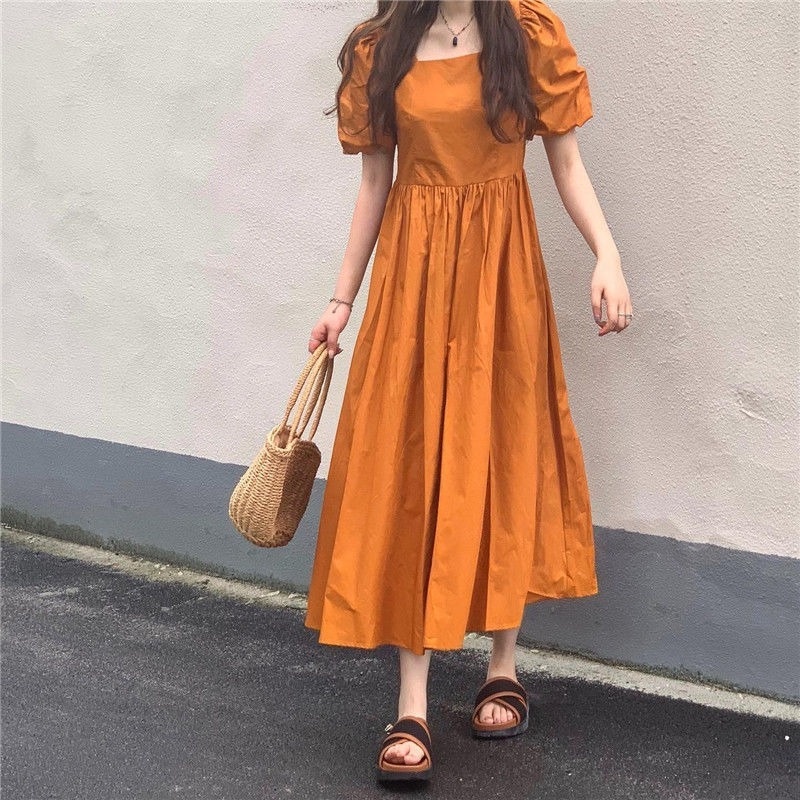 Đầm dài vừa tay ngắn ôm eo phong cách Hàn Quốc mùa hè hàng mới dành cho bạn nữ