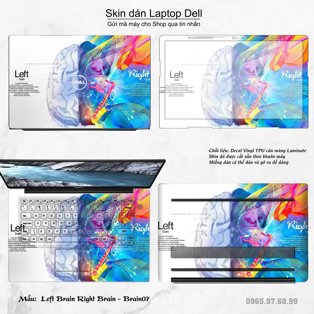 Skin dán Laptop Dell in hình Left Brain Right Brain (inbox mã máy cho Shop)