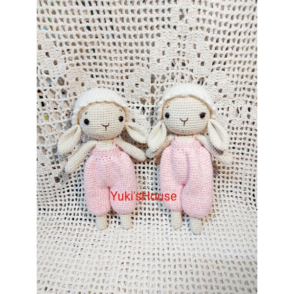 Thú móc len - Thỏ yếm hồng