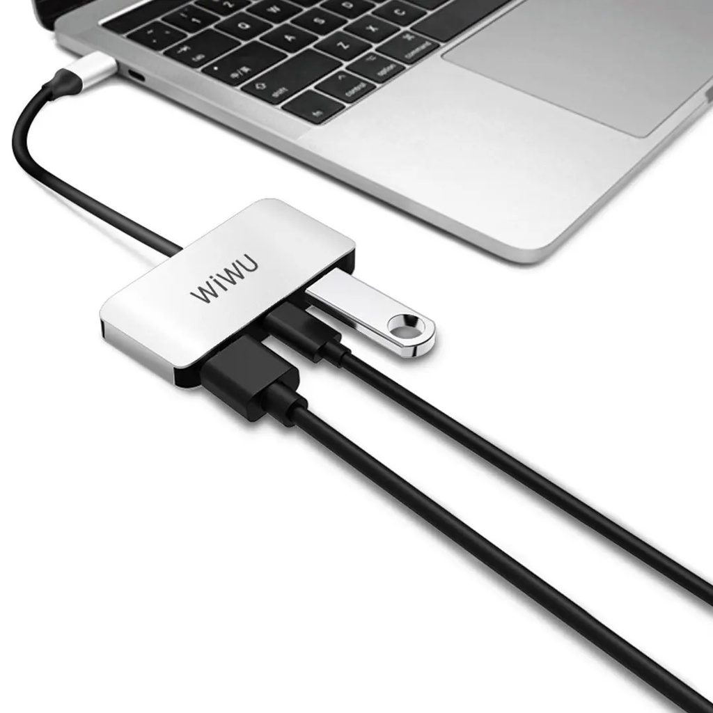 HUB 3 in 1 WIWU Type-C ra HDMI + USB 3.0 + Type C Cổng chuyển đổi cho Tablet , Máy tính bảng  , Laptop , SmartPhone