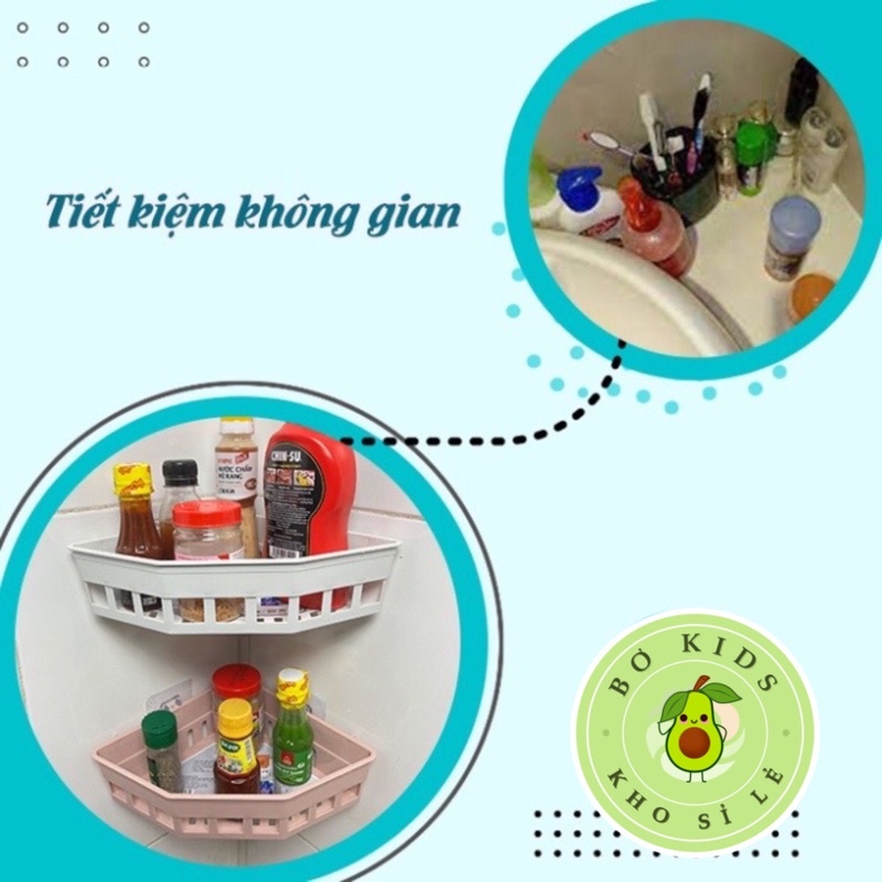 Khay tam giác dán tường Hokori Việt Nhật (5610) đựng vật dụng nhà tắm nhà bếp, Kệ đựng đồ đa năng nhựa PP cao cấp