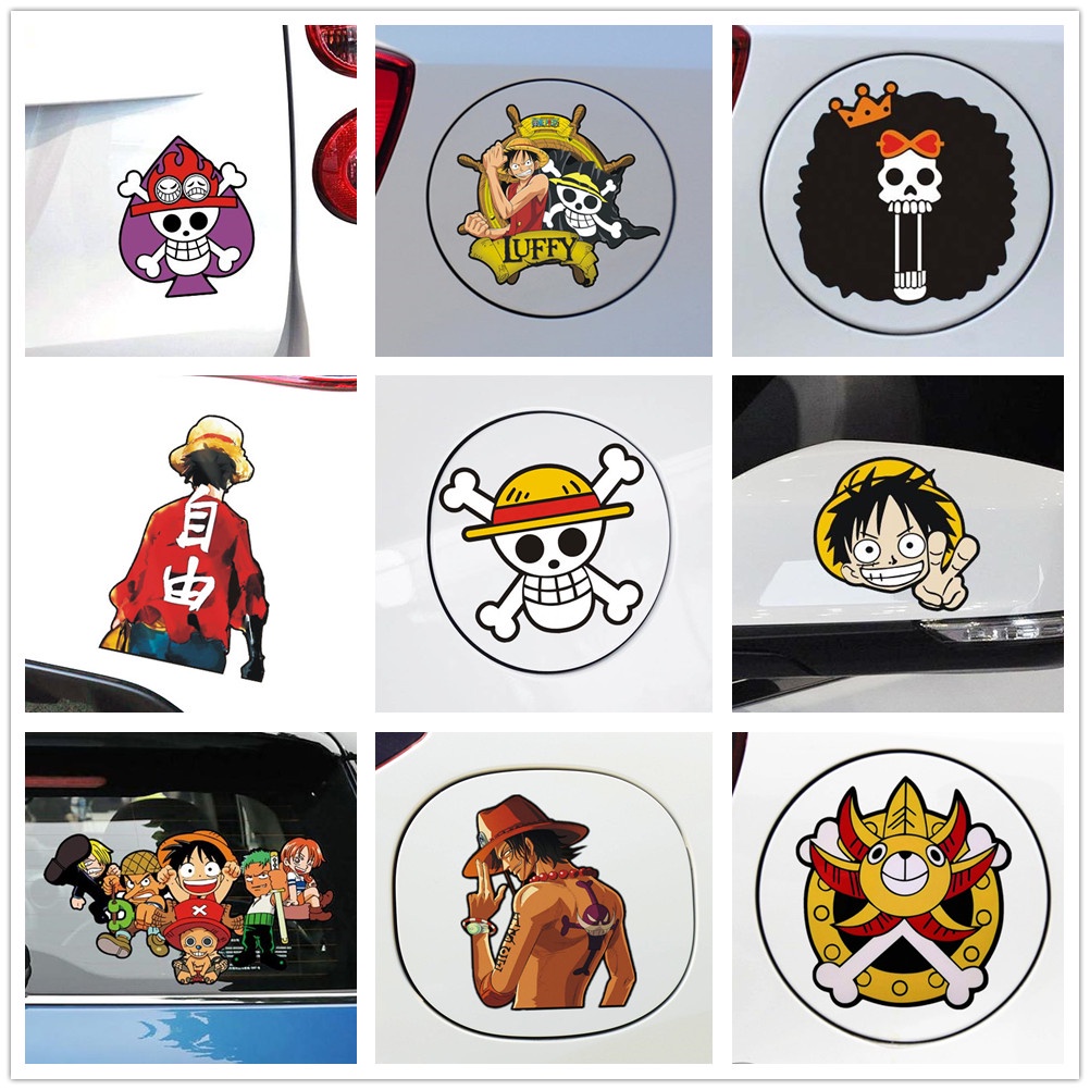 Miếng Dán Trang Trí Nắp Bình Xăng Xe Hơi / Laptop / Máy Tính Bảng Họa Tiết Hoạt Hình ONE PIECE Luffy Portgas Ace