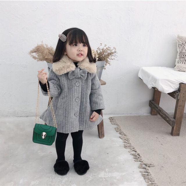Combo áo dạ kẻ cổ lông