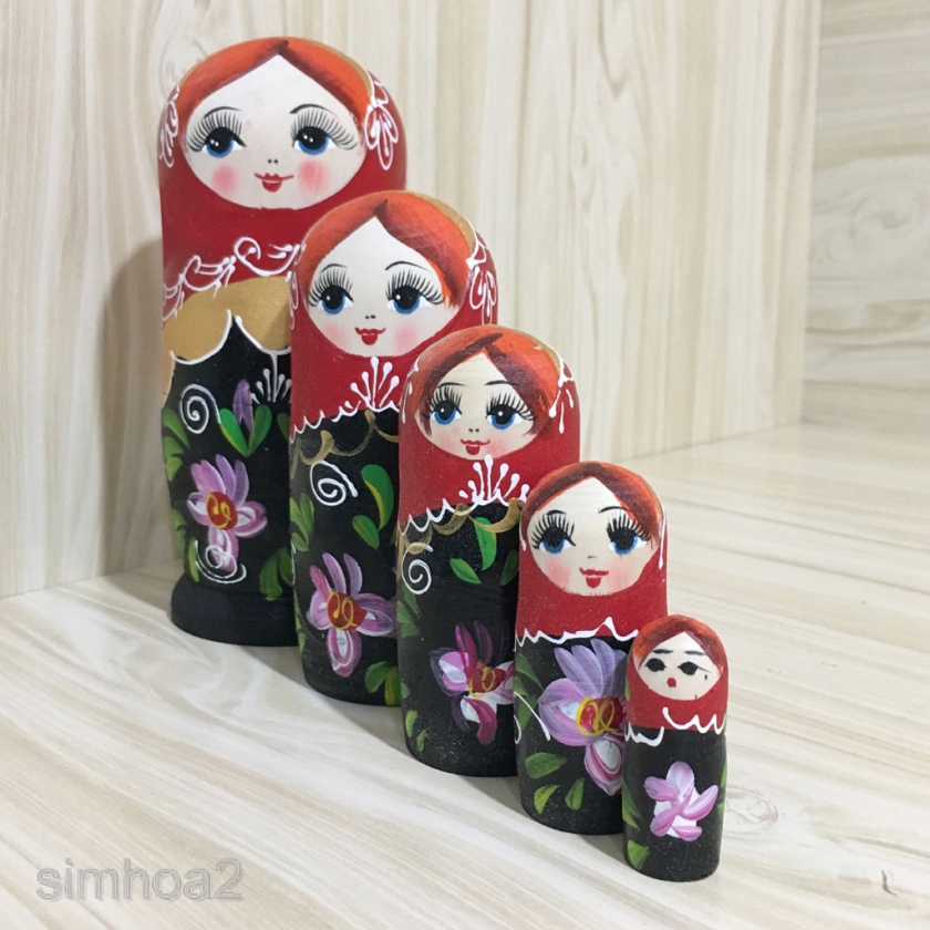 Bộ 5 Búp Bê Nga Matryoshka Bằng Gỗ # 1