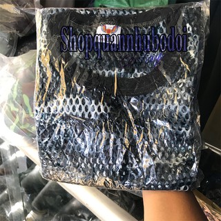 Áo lưới ngắn tay rằn ri xanh dương, phong cách cá tính