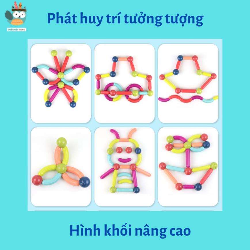[HOT 2021 SÁNG TẠO] Đồ chơi xếp hình nam châm thông minh cao cấp hình dạng que tròn Magnetic Sticks