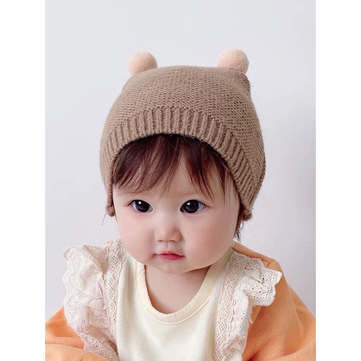 Mũ len bé trai bé gái - Mũ len nhiều màu đáng yêu cho bé từ 0-3 tuổi có Tai gấu siêu xinh chất mềm mịn mẫu mới ML03