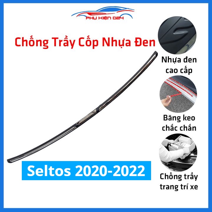 Ốp chống trầy cốp ngoài nhựa đen Seltos 2020-2021-2022 hàng loại 1 dán cốp sau chống xước trang trí xe