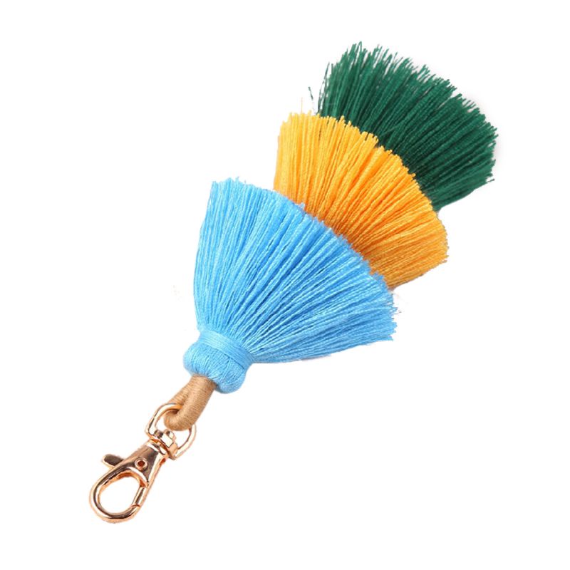 Móc Khóa Tua Rua Nhiều Màu Sắc Phong Cách Boho