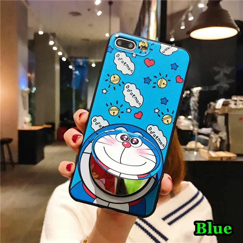 Ốp điện thoại mặt gương hình doremon đáng yêu cho Samsung J2 J7 J5 Prime Pro J4 J6 Plus J8 2018 Note 10 Plus