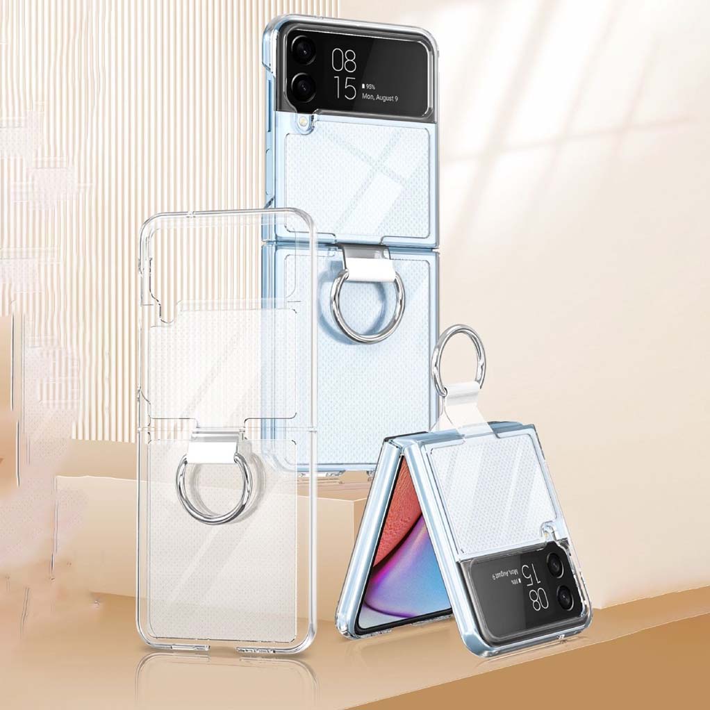 Ốp điện thoại Samsung Z Flip 3 Z Flip 4 Likgus chất liệu nhựa PC cứng trong suốt,kết hợp tấm PVC nhám mờ kèm iring