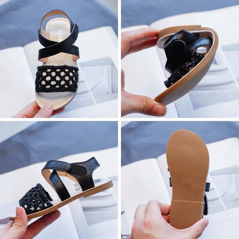 S58 - SANDAL BÉ GÁI ĐAN SỢI DỆT QUAI CHÉO CỰC XINH CHÂN KÈM ẢNH THẬT