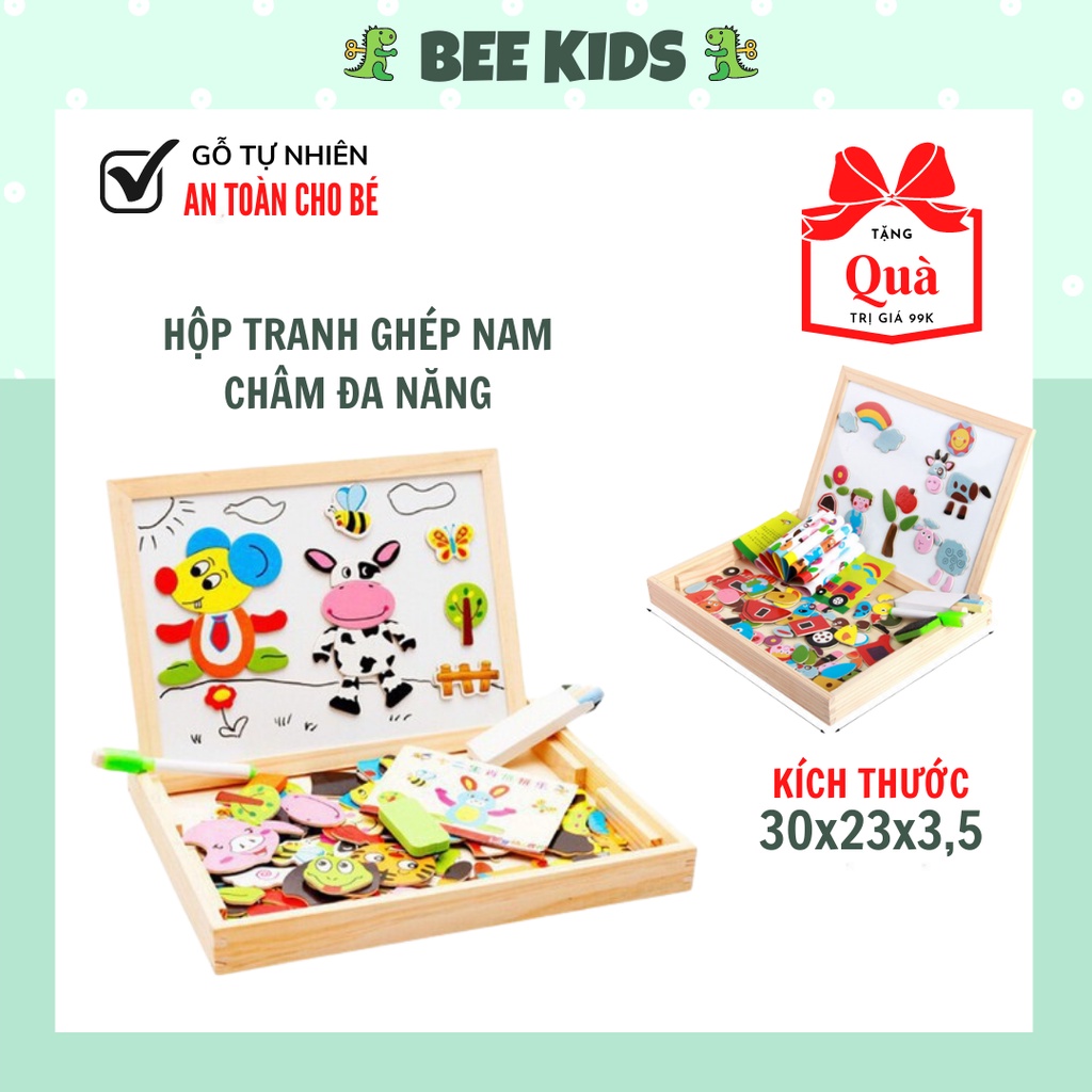 Đồ Chơi Gỗ Thông Minh BEEKIDS Bộ Tranh Ghép Nam Châm Kèm Bút Vẽ - Chủ Đề Động Vật