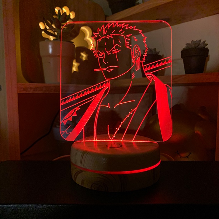 Đèn Led Anime Zoro One Piece Đèn Led 16 Màu Hình Nhân Vật Hoạt Hình, Đèn Ngủ Led 3d, Cảm Ứng , Điều Khiển Từ Xa