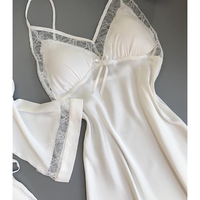 Set Đồ Ngủ Cao Cấp, Váy Kèm Áo Choàng Phối Ren Siêu Quyến Rũ Cho Nữ Từ 40-60kg | BigBuy360 - bigbuy360.vn