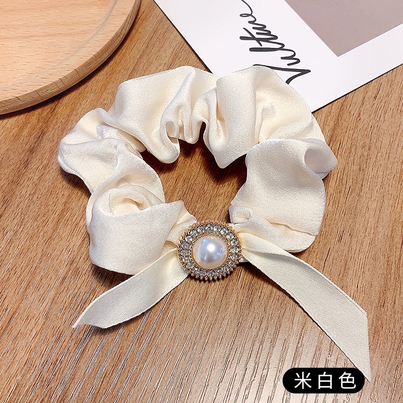 Dây cột tóc buộc tóc lụa đen trắng thiết kế dễ thương C18